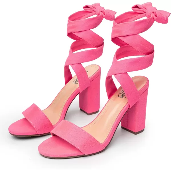 Trary Pink Purple Nude Red Black Heels for Women, Lace Up Chunky Heels for Women, Strappy Heels for Women Sandals, High Platform Stripper Heels, Comfortable Wide Width Tie Up Heels 3 Inch Open Toe