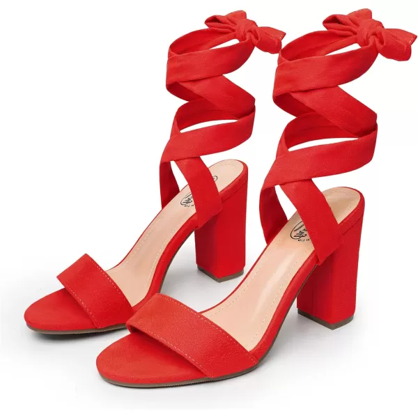 Trary Pink Purple Nude Red Black Heels for Women, Lace Up Chunky Heels for Women, Strappy Heels for Women Sandals, High Platform Stripper Heels, Comfortable Wide Width Tie Up Heels 3 Inch Open Toe