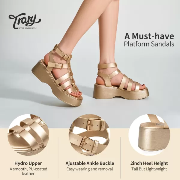 Trary Platform Sandals, Gladiator Sandals for women, Women's Platform Sandals Espadrille Wedge Lightweight