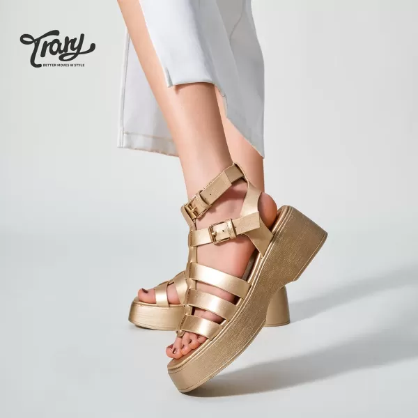 Trary Platform Sandals, Gladiator Sandals for women, Women's Platform Sandals Espadrille Wedge Lightweight