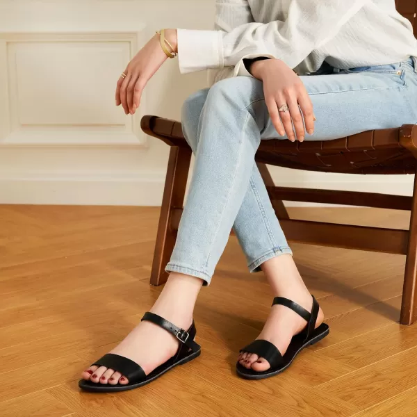 Trary Sandals for Women Dressy Summer, Leather Flat Sandals for Women, Ankle Strap Gladiator Sandals, Cute Open Toe One Band Two Tone Sandals, Adjustable Metal Buckle Sandals, Comfortable Wedding Sandals for Women