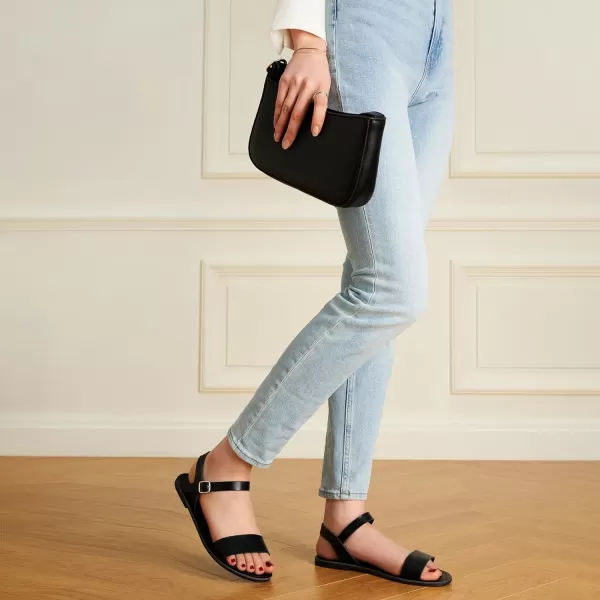 Trary Sandals for Women Dressy Summer, Leather Flat Sandals for Women, Ankle Strap Gladiator Sandals, Cute Open Toe One Band Two Tone Sandals, Adjustable Metal Buckle Sandals, Comfortable Wedding Sandals for Women