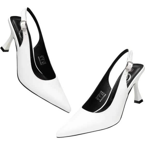 Trary Slingback Heels for Women Pointed Toe Pumps Shoes 3.2inch High Heel Slip On Rhinestone Glitter Heels Comfy Heels for Party Working Dressy