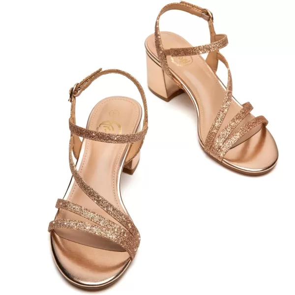 Trary Strappy Heels for Women, Sandals Women Dressy, 2.16 inch Low Block Heels for Women