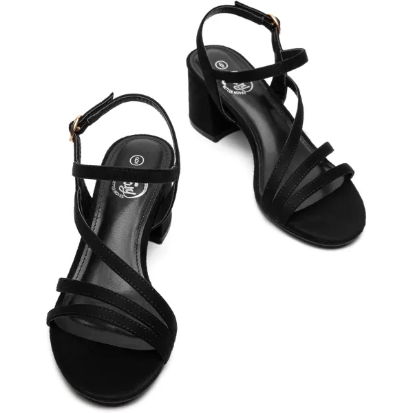 Trary Strappy Heels for Women, Sandals Women Dressy, 2.16 inch Low Block Heels for Women