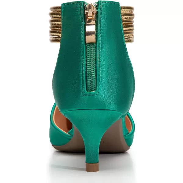 Trary Women’s Ankle Strap Kitten Heels for Women,Green Heels Red Heels Purple Heels Black Heels,Closed Toe Heels for Women, with Stiletto &amp; Golden Strap