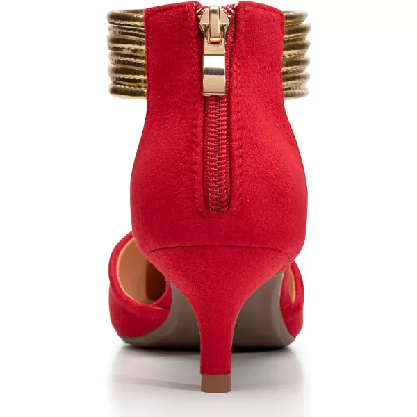 Trary Women’s Ankle Strap Kitten Heels for Women,Green Heels Red Heels Purple Heels Black Heels,Closed Toe Heels for Women, with Stiletto &amp; Golden Strap