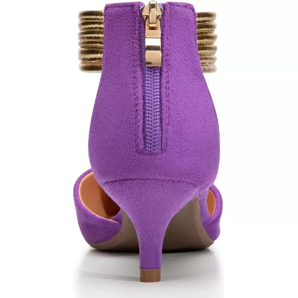 Trary Women’s Ankle Strap Kitten Heels for Women,Green Heels Red Heels Purple Heels Black Heels,Closed Toe Heels for Women, with Stiletto &amp; Golden Strap