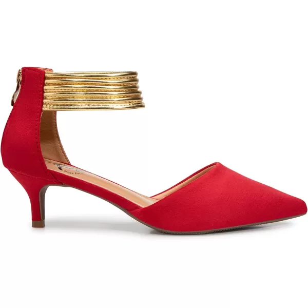 Trary Women’s Ankle Strap Kitten Heels for Women,Green Heels Red Heels Purple Heels Black Heels,Closed Toe Heels for Women, with Stiletto &amp; Golden Strap