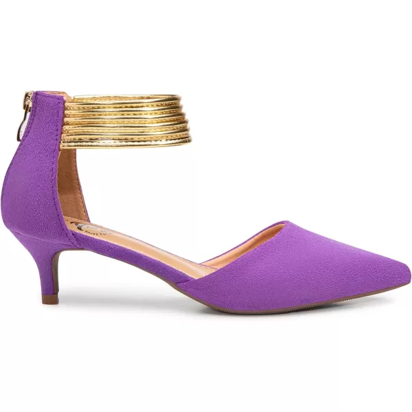 Trary Women’s Ankle Strap Kitten Heels for Women,Green Heels Red Heels Purple Heels Black Heels,Closed Toe Heels for Women, with Stiletto &amp; Golden Strap