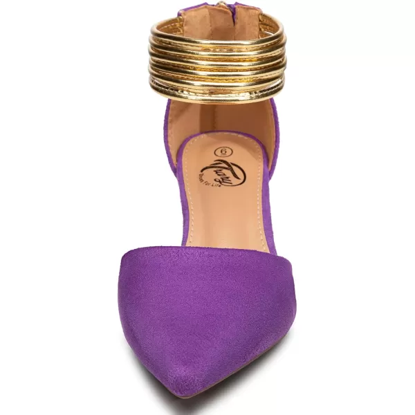 Trary Women’s Ankle Strap Kitten Heels for Women,Green Heels Red Heels Purple Heels Black Heels,Closed Toe Heels for Women, with Stiletto &amp; Golden Strap