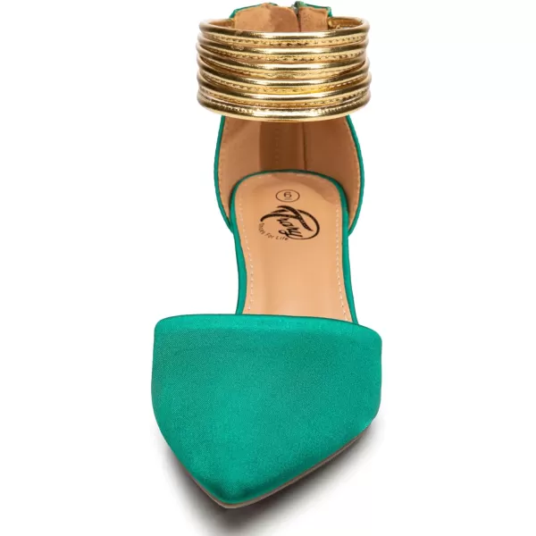 Trary Women’s Ankle Strap Kitten Heels for Women,Green Heels Red Heels Purple Heels Black Heels,Closed Toe Heels for Women, with Stiletto &amp; Golden Strap