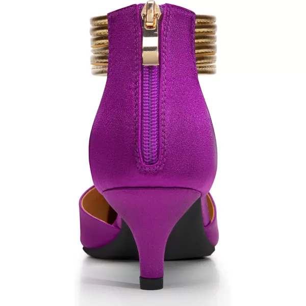 Trary Women’s Ankle Strap Kitten Heels for Women,Green Heels Red Heels Purple Heels Black Heels,Closed Toe Heels for Women, with Stiletto &amp; Golden Strap