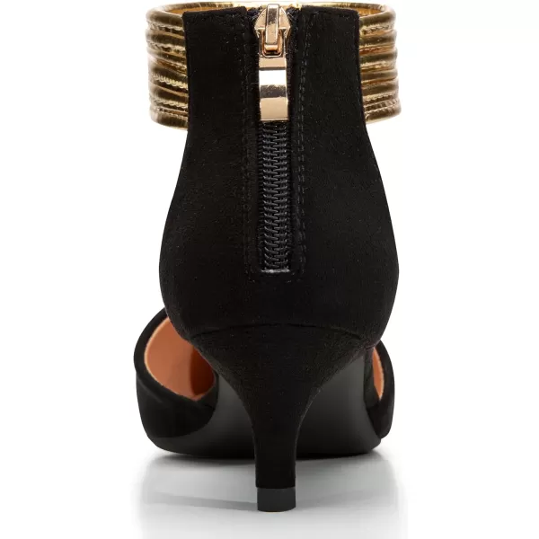 Trary Women’s Ankle Strap Kitten Heels for Women,Green Heels Red Heels Purple Heels Black Heels,Closed Toe Heels for Women, with Stiletto &amp; Golden Strap