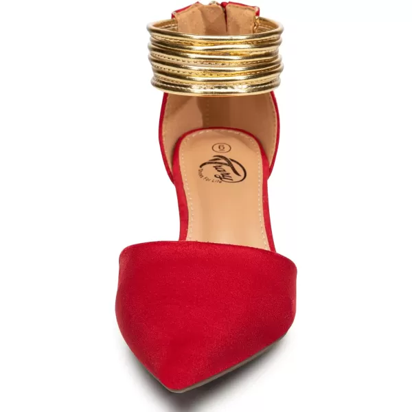 Trary Women’s Ankle Strap Kitten Heels for Women,Green Heels Red Heels Purple Heels Black Heels,Closed Toe Heels for Women, with Stiletto &amp; Golden Strap