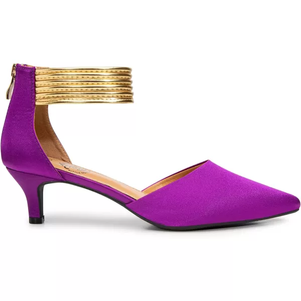 Trary Women’s Ankle Strap Kitten Heels for Women,Green Heels Red Heels Purple Heels Black Heels,Closed Toe Heels for Women, with Stiletto &amp; Golden Strap