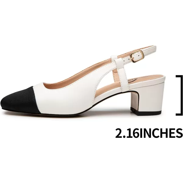 Trary Women's Chunky Slingback Pumps Comfortable Low Block Heels Splicing Square Toe Slip On Pumps Shoes for Office Work Wedding