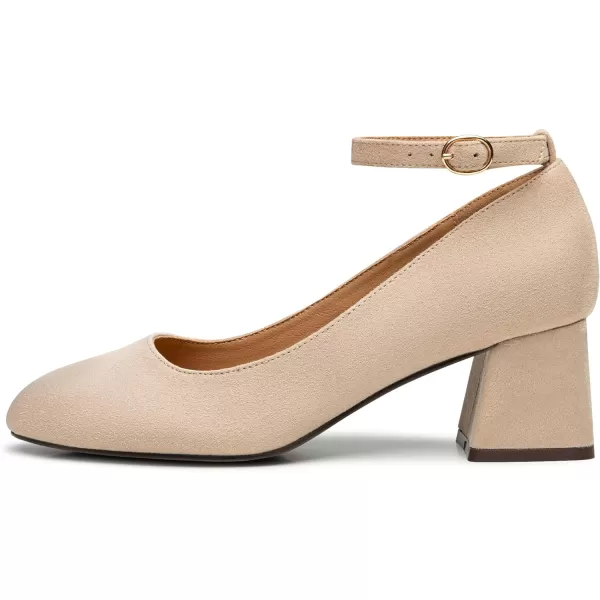 Trary Women's Closed Toe Chunky Heels Shoes Dressy Casual, Ankle Strap Low Block Heels Comfortable Wedding Pumps