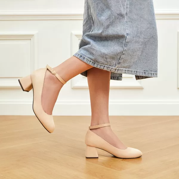 Trary Women's Closed Toe Chunky Heels Shoes Dressy Casual, Ankle Strap Low Block Heels Comfortable Wedding Pumps