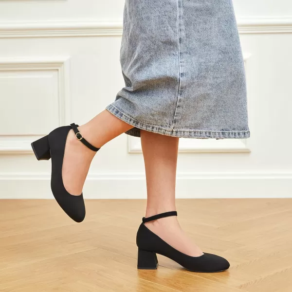 Trary Women's Closed Toe Chunky Heels Shoes Dressy Casual, Ankle Strap Low Block Heels Comfortable Wedding Pumps