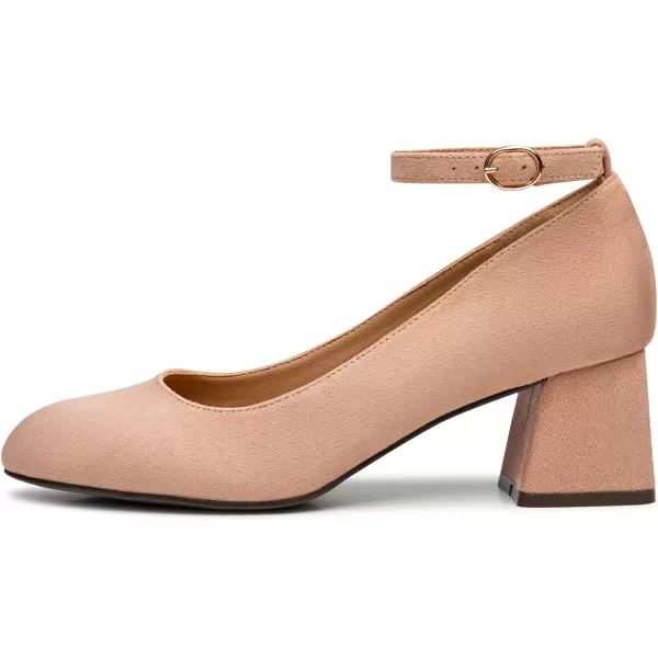 Trary Women's Closed Toe Chunky Heels Shoes Dressy Casual, Ankle Strap Low Block Heels Comfortable Wedding Pumps