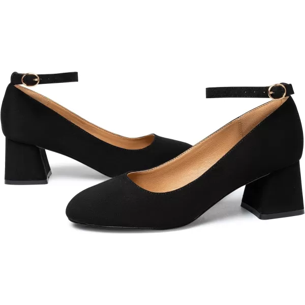 Trary Women's Closed Toe Chunky Heels Shoes Dressy Casual, Ankle Strap Low Block Heels Comfortable Wedding Pumps