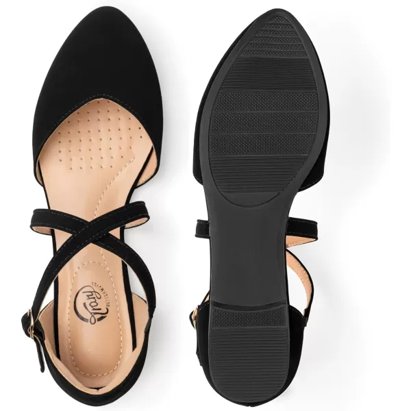 Trary Women's Flats, Black Flats for Women, Wide Width Dress Shoes for Women, Womens Flats, Pointed Toe Flats Ballet Flats for Women, Flats Shoes Women Dressy, Ankle Strap Flats,Closed Toe Flats,Flats