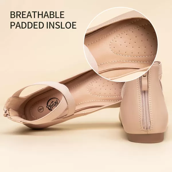 Trary Women's Flats, Flats Shoes Women, Ballet Flats Shoes for Women,Mary Jane Shoes for Women, Elastic Ankle Straps Flats Shoes, Round Toe Dress Shoes for Women, Business Casual Flats Shoes