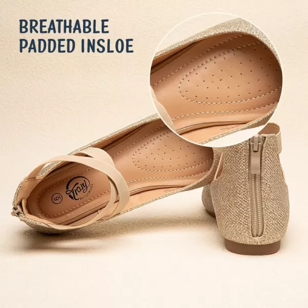 Trary Women's Flats, Flats Shoes Women, Ballet Flats Shoes for Women,Mary Jane Shoes for Women, Elastic Ankle Straps Flats Shoes, Round Toe Dress Shoes for Women, Business Casual Flats Shoes
