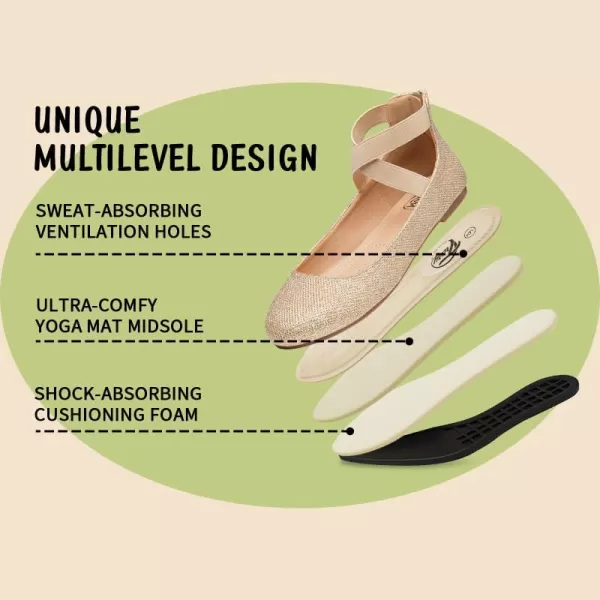 Trary Women's Flats, Flats Shoes Women, Ballet Flats Shoes for Women,Mary Jane Shoes for Women, Elastic Ankle Straps Flats Shoes, Round Toe Dress Shoes for Women, Business Casual Flats Shoes