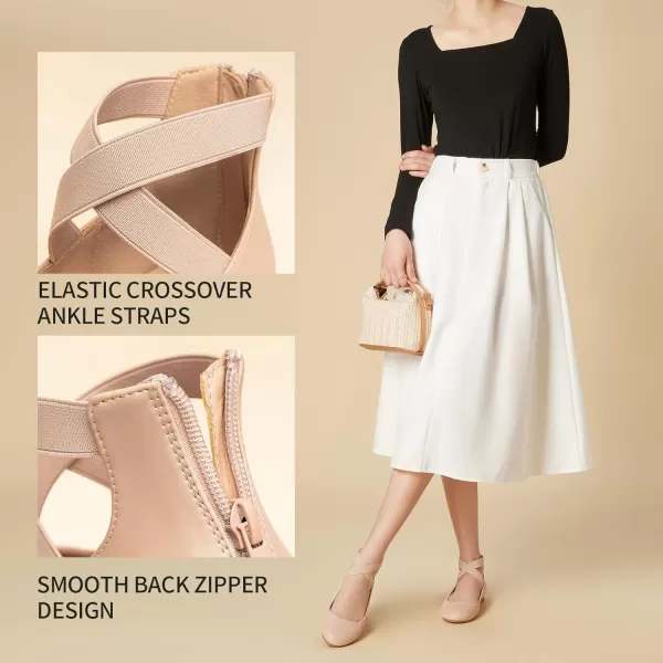 Trary Women's Flats, Flats Shoes Women, Ballet Flats Shoes for Women,Mary Jane Shoes for Women, Elastic Ankle Straps Flats Shoes, Round Toe Dress Shoes for Women, Business Casual Flats Shoes