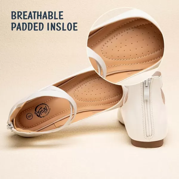 Trary Women's Flats, Flats Shoes Women, Ballet Flats Shoes for Women,Mary Jane Shoes for Women, Elastic Ankle Straps Flats Shoes, Round Toe Dress Shoes for Women, Business Casual Flats Shoes