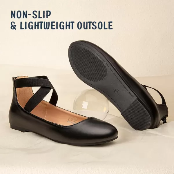 Trary Women's Flats, Flats Shoes Women, Ballet Flats Shoes for Women,Mary Jane Shoes for Women, Elastic Ankle Straps Flats Shoes, Round Toe Dress Shoes for Women, Business Casual Flats Shoes