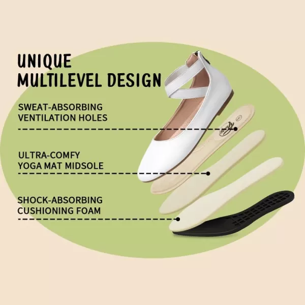 Trary Women's Flats, Flats Shoes Women, Ballet Flats Shoes for Women,Mary Jane Shoes for Women, Elastic Ankle Straps Flats Shoes, Round Toe Dress Shoes for Women, Business Casual Flats Shoes