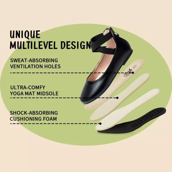 Trary Women's Flats, Flats Shoes Women, Ballet Flats Shoes for Women,Mary Jane Shoes for Women, Elastic Ankle Straps Flats Shoes, Round Toe Dress Shoes for Women, Business Casual Flats Shoes