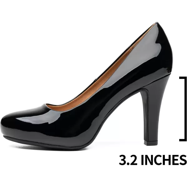 Trary Women's Heels for Women, Black Heels White Heels Brown Heels Nude Heels, Low Platform Heels, IN3.2 High Heel Closed Round Toe Pumps Dress Office Wedding Shoes for Women