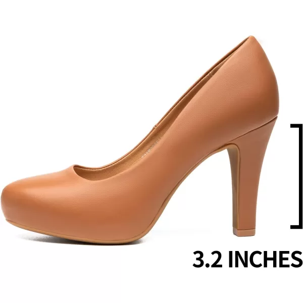 Trary Women's Heels for Women, Black Heels White Heels Brown Heels Nude Heels, Low Platform Heels, IN3.2 High Heel Closed Round Toe Pumps Dress Office Wedding Shoes for Women