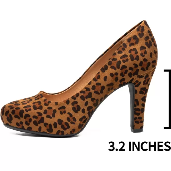 Trary Women's Heels for Women, Black Heels White Heels Brown Heels Nude Heels, Low Platform Heels, IN3.2 High Heel Closed Round Toe Pumps Dress Office Wedding Shoes for Women