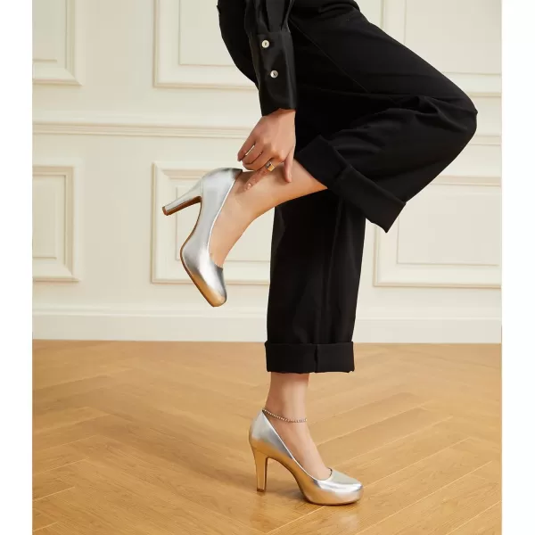 Trary Women's Heels for Women, Black Heels White Heels Brown Heels Nude Heels, Low Platform Heels, IN3.2 High Heel Closed Round Toe Pumps Dress Office Wedding Shoes for Women