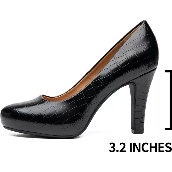 Trary Women's Heels for Women, Black Heels White Heels Brown Heels Nude Heels, Low Platform Heels, IN3.2 High Heel Closed Round Toe Pumps Dress Office Wedding Shoes for Women