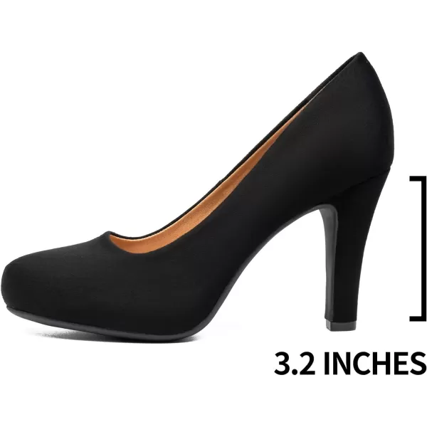 Trary Women's Heels for Women, Black Heels White Heels Brown Heels Nude Heels, Low Platform Heels, IN3.2 High Heel Closed Round Toe Pumps Dress Office Wedding Shoes for Women
