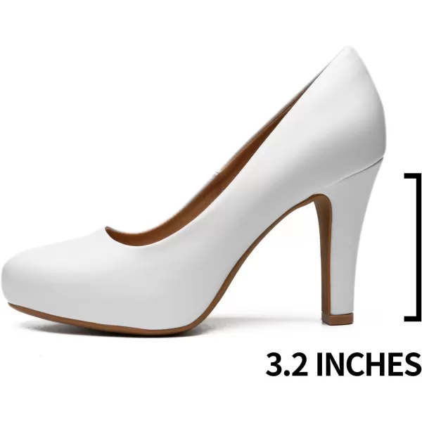 Trary Women's Heels for Women, Black Heels White Heels Brown Heels Nude Heels, Low Platform Heels, IN3.2 High Heel Closed Round Toe Pumps Dress Office Wedding Shoes for Women