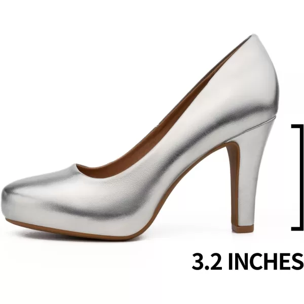 Trary Women's Heels for Women, Black Heels White Heels Brown Heels Nude Heels, Low Platform Heels, IN3.2 High Heel Closed Round Toe Pumps Dress Office Wedding Shoes for Women