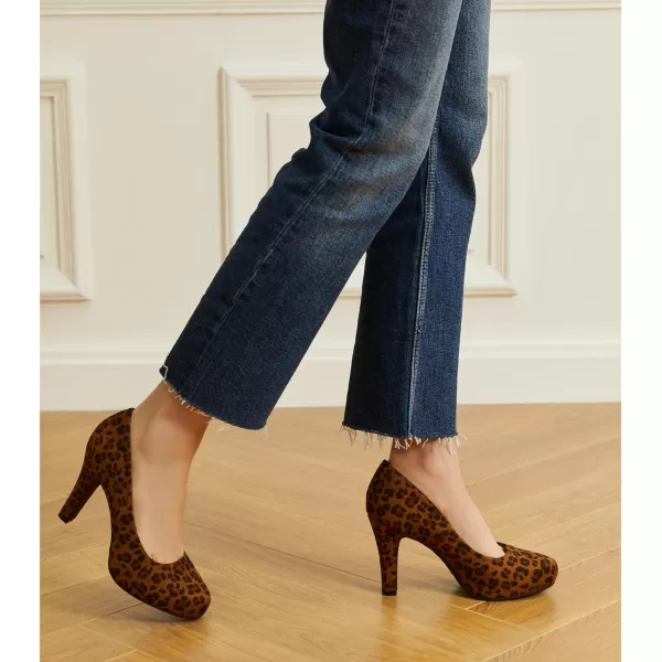 Trary Women's Heels for Women, Black Heels White Heels Brown Heels Nude Heels, Low Platform Heels, IN3.2 High Heel Closed Round Toe Pumps Dress Office Wedding Shoes for Women
