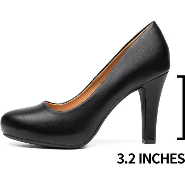 Trary Women's Heels for Women, Black Heels White Heels Brown Heels Nude Heels, Low Platform Heels, IN3.2 High Heel Closed Round Toe Pumps Dress Office Wedding Shoes for Women