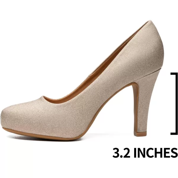 Trary Women's Heels for Women, Black Heels White Heels Brown Heels Nude Heels, Low Platform Heels, IN3.2 High Heel Closed Round Toe Pumps Dress Office Wedding Shoes for Women