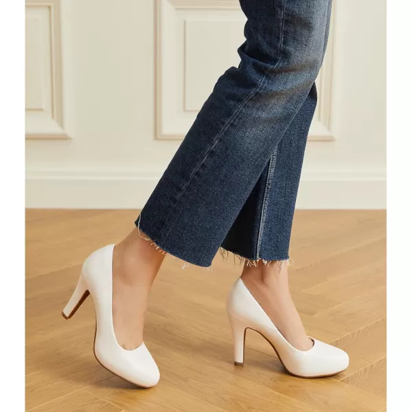 Trary Women's Heels for Women, Black Heels White Heels Brown Heels Nude Heels, Low Platform Heels, IN3.2 High Heel Closed Round Toe Pumps Dress Office Wedding Shoes for Women
