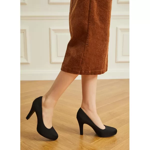 Trary Women's Heels for Women, Black Heels White Heels Brown Heels Nude Heels, Low Platform Heels, IN3.2 High Heel Closed Round Toe Pumps Dress Office Wedding Shoes for Women