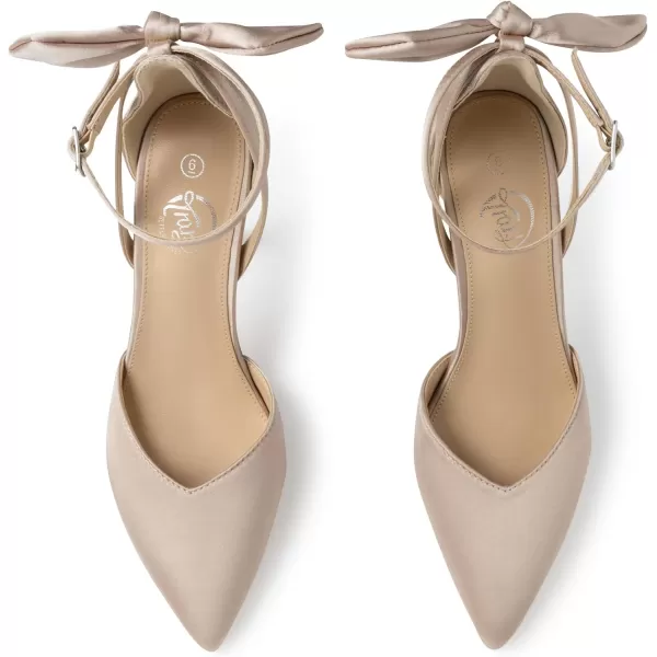 Trary Women's Heels for Women Closed Toe Women's Stiletto High Heels Pointed Toe Bow Knot Ankle Strap 3.74 Inches Pumps Adjustable Buckle Womens Comfy Sexy Shoes for Wedding Casual Party Office