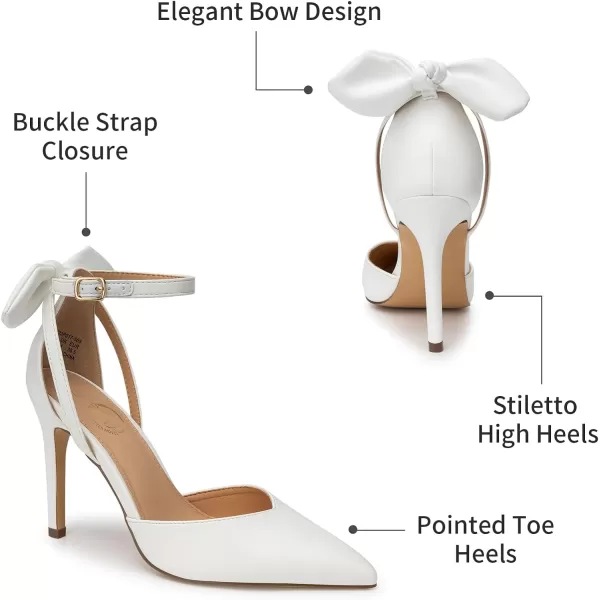 Trary Women's Heels for Women Closed Toe Women's Stiletto High Heels Pointed Toe Bow Knot Ankle Strap 3.74 Inches Pumps Adjustable Buckle Womens Comfy Sexy Shoes for Wedding Casual Party Office